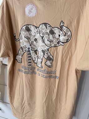 Simply Southern conserve & protect Tan Tee. Track your Elephant!